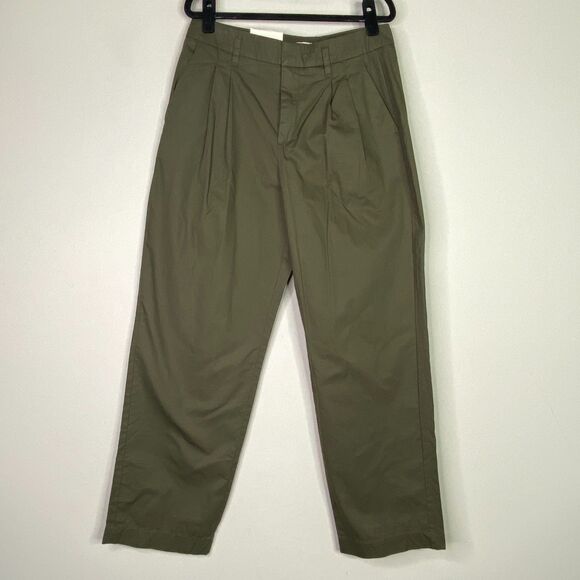 New A New Day Green High Rise Pleat Front Wide Leg Chino Pants Women's Size 8 - Picture 1 of 9